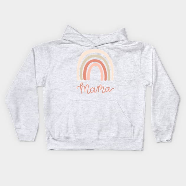 Rainbow Mama Modern Scandinavian Boho Rainbow Design Kids Hoodie by DoubleBrush